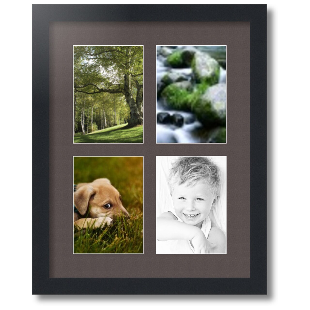 ArtToFrames Collage Photo Picture Frame with 4 - 5x7 inch Openings, Framed in Black with Over 62 Mat Color Options and Regular Glass (CSM-3926-3)